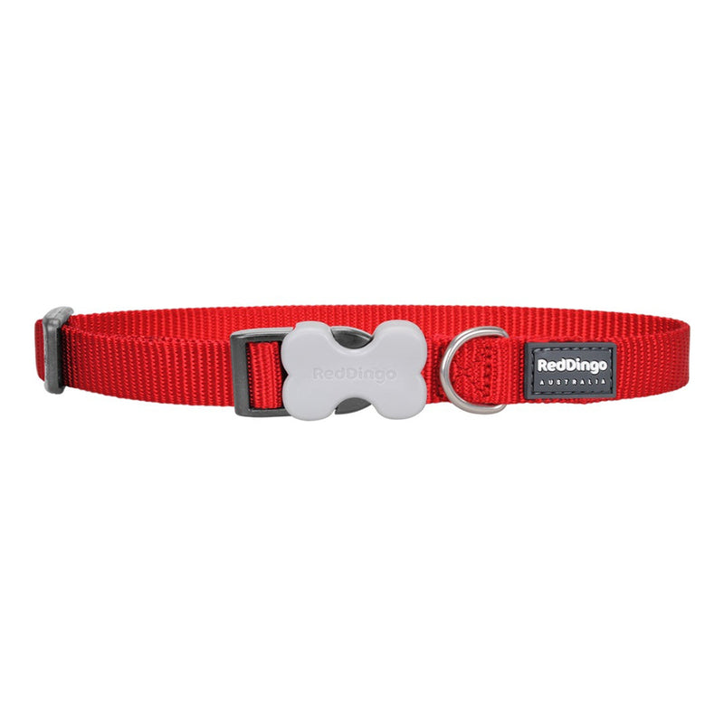 Red Dingo Dog Collar Plain - Classic Red Medium (15mm X 24-36cm)