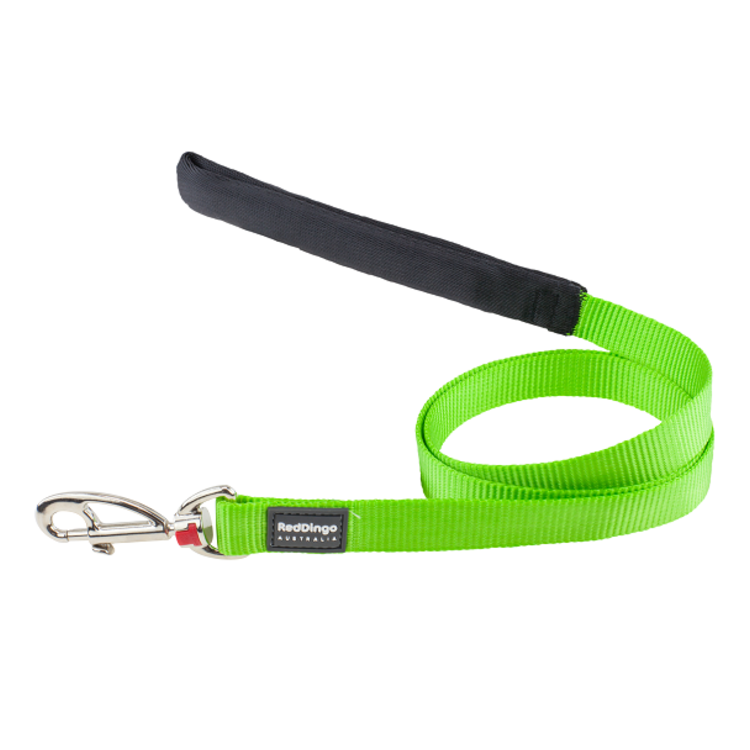 Red Dingo Dog Fixed Lead Plain - Classic Lime 15mm (1.2)