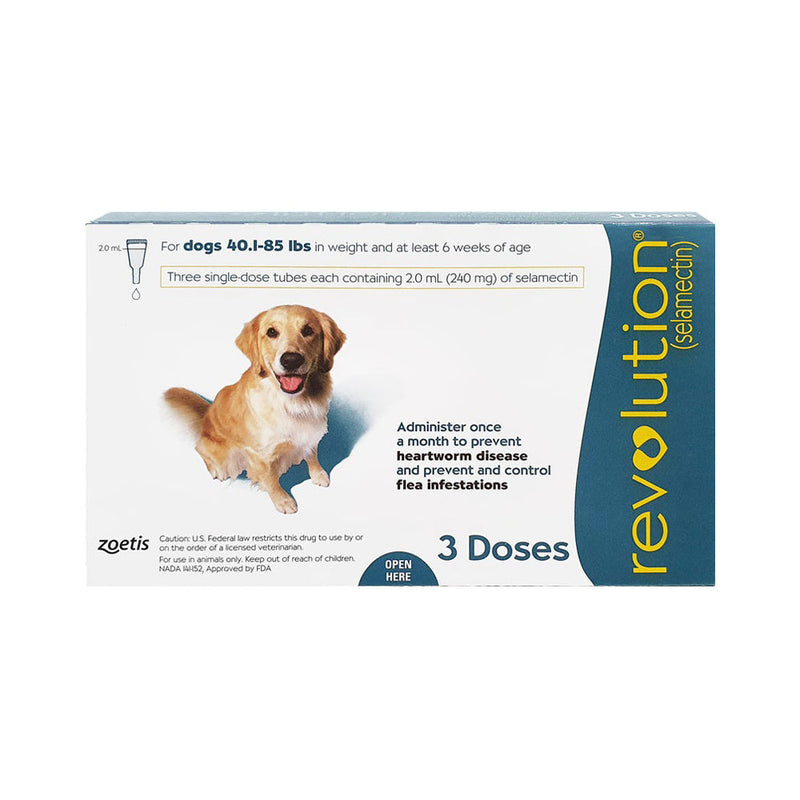 *DONATION TO MUTTS RESCUE* Revolution Spot-On for Dogs 40.1 - 85lb (Teal) 3pc