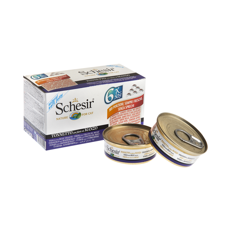 Schesir Nature Tuna with Beef Fillets For Cat 50g x 6