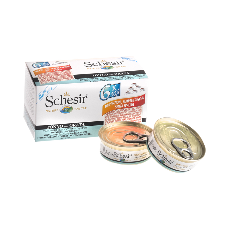 Schesir Nature Tuna with Sea Bream for Cats 6x50g
