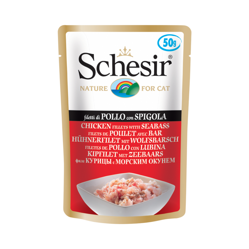 Schesir Nature Pouch Chicken Fillets with Seabass for Cats 50g