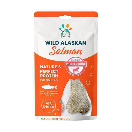 Singapaw Dog Pressed Bone Wild Alaskan Salmon Skin M 100g