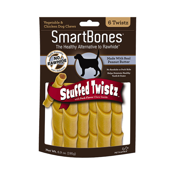 SmartBones Stuffed Twistz Peanut Butter 6pcs 195g