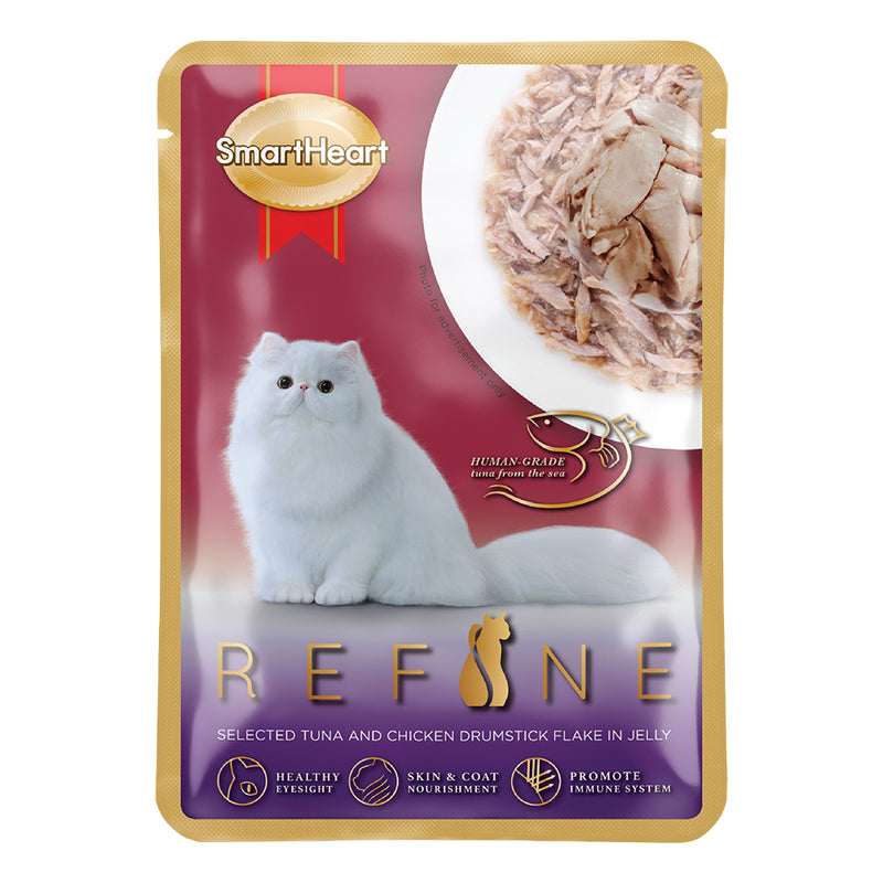 SmartHeart Cat Pouch Refine Selected Tuna with Chicken Drumstick Flake in Jelly 70g