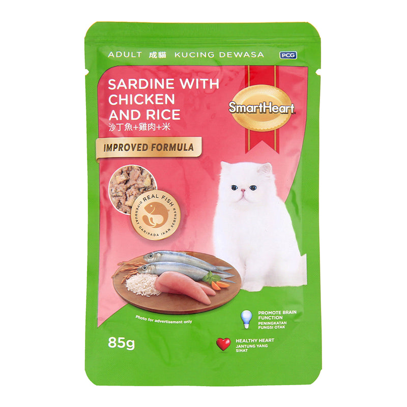 SmartHeart Cat Pouch Sardine with Chicken & Rice 85g