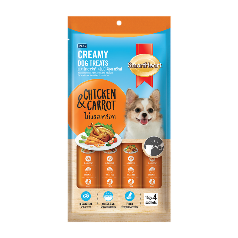 SmartHeart Dog Creamy Treats Chicken & Carrot 15g x 4