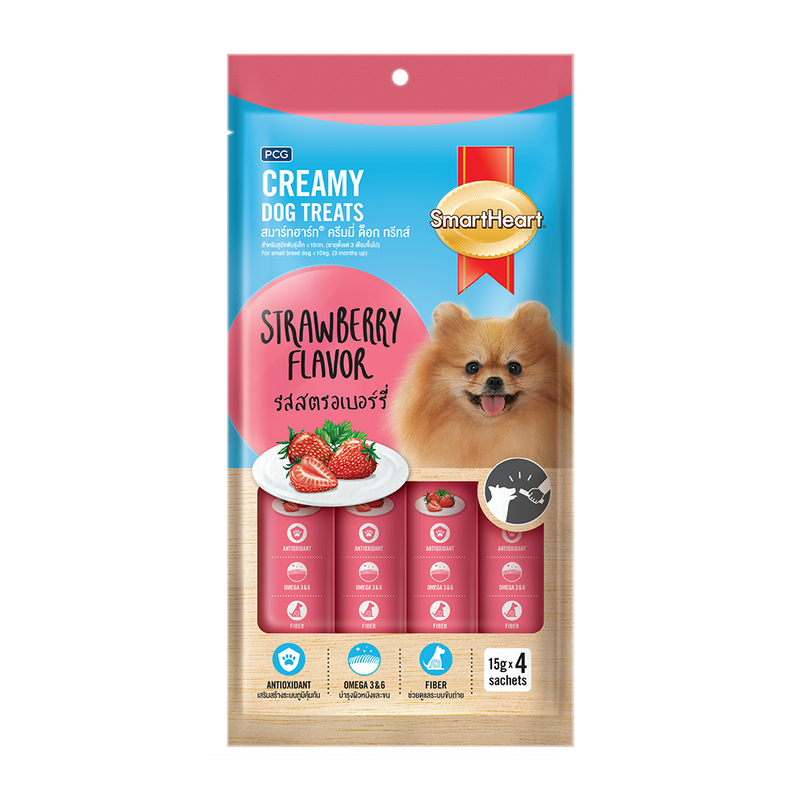 SmartHeart Dog Creamy Treats Strawberry Flavor 15g x 4