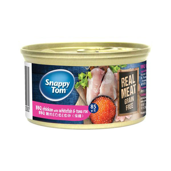 Snappy Tom Cat Real Fish Grain Free BBQ Chicken with Whitefish & Tuna Roe 85g