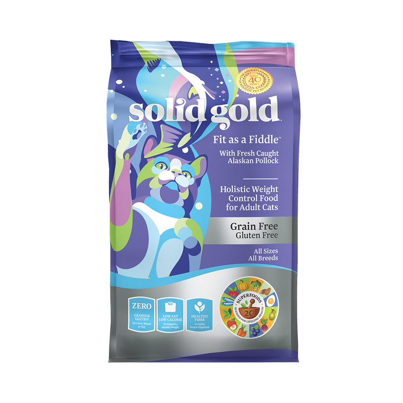 *BUNDLE* Solid Gold Cat GF Fit as a Fiddle - Low Fat/Low Calorie with Fresh Caught Alaskan Pollock 6lb (REPLACED WITH 2 x 3lb)