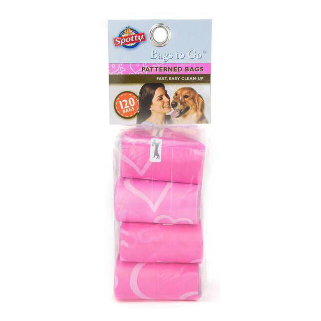 Spotty Pet Waste Clean Up Bags Refill Patterned Pink 120bags
