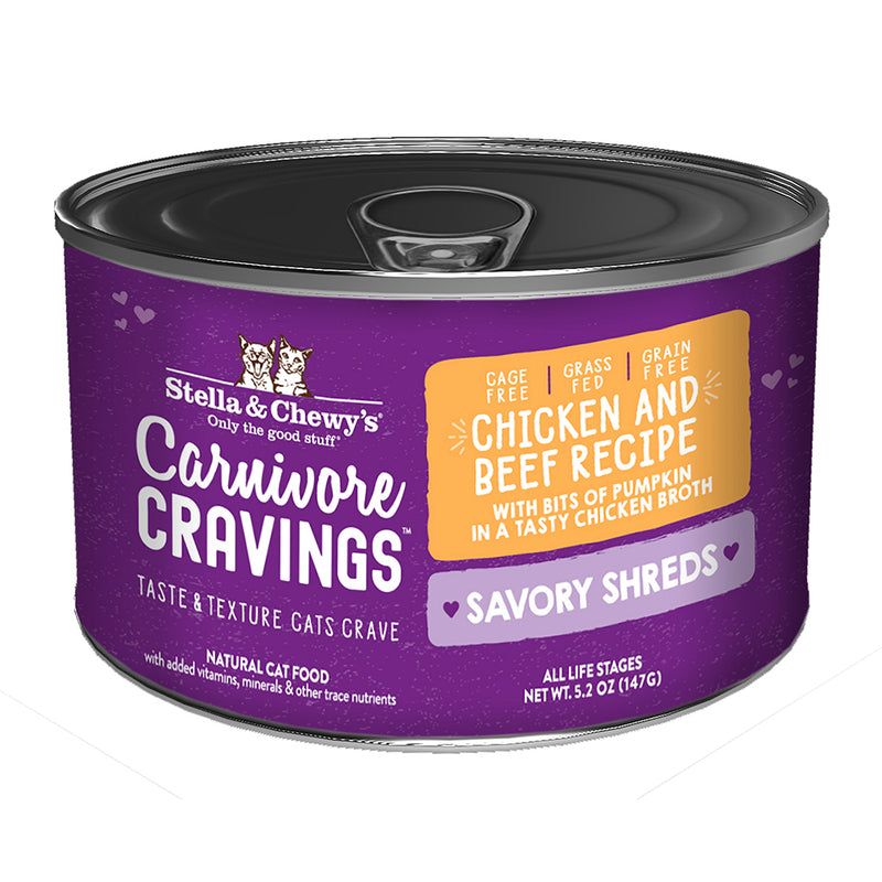 Stella & Chewy's Cat Carnivore Cravings Savory Shreds Chicken & Beef 5.2oz