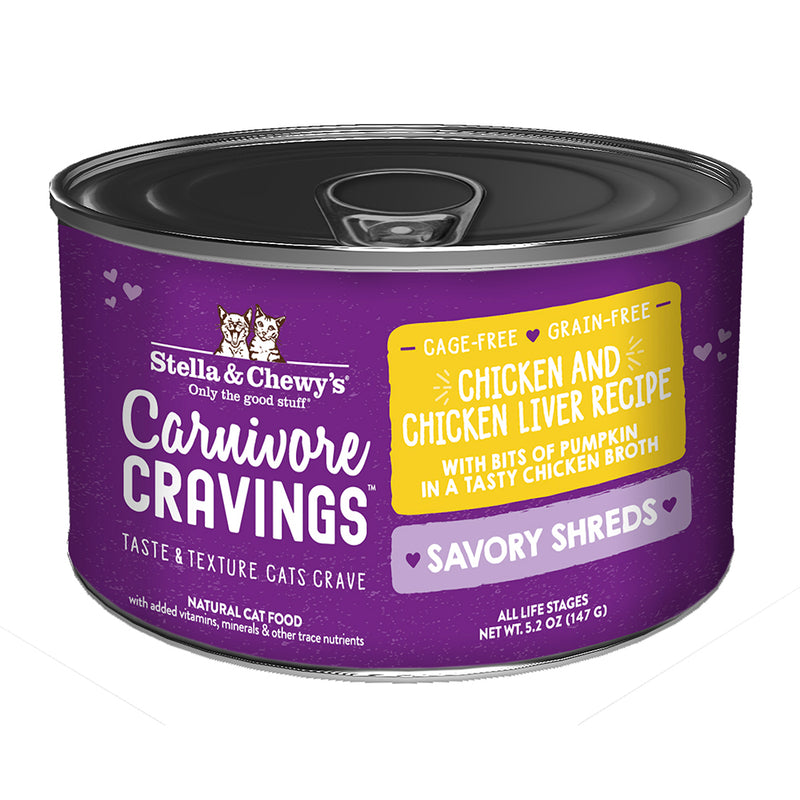 Stella & Chewy's Cat Carnivore Cravings Savory Shreds Chicken & Chicken Liver 5.2oz