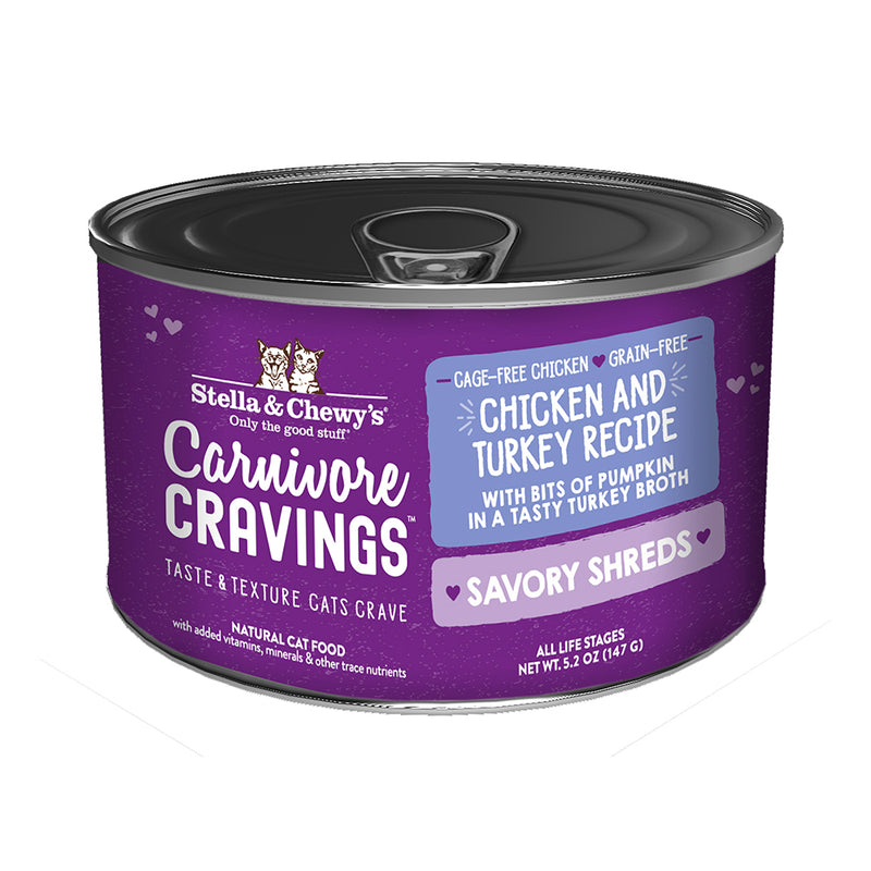 Stella & Chewy's Cat Carnivore Cravings Savory Shreds Chicken & Turkey 5.2oz