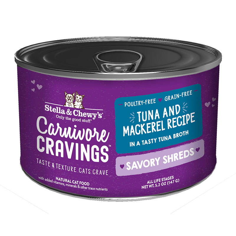 Stella & Chewy's Cat Carnivore Cravings Savory Shreds Tuna & Mackerel 5.2oz