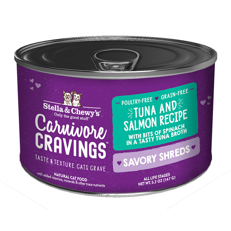 Stella & Chewy's Cat Carnivore Cravings Savory Shreds Tuna & Salmon 5.2oz