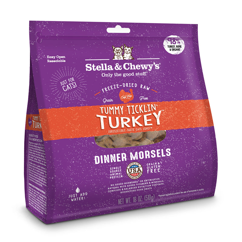 Stella & Chewy's Cat Freeze-Dried Dinner Morsels - Tummy Ticklin' Turkey 18oz