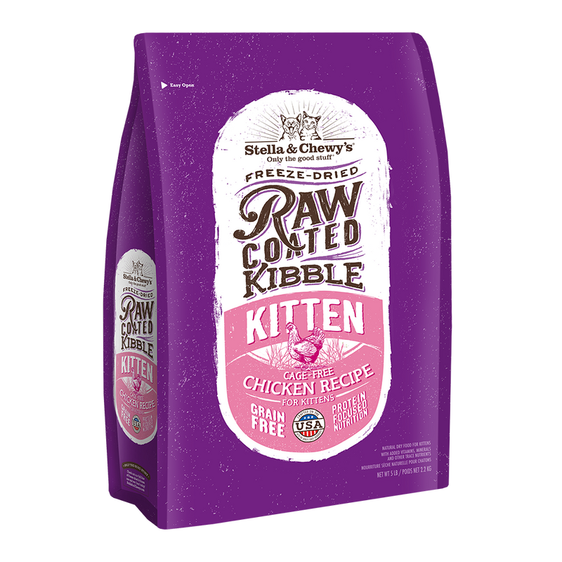 Stella Chewy s Cat Raw Coated Kibble Kitten Cage Free Chicken Recipe