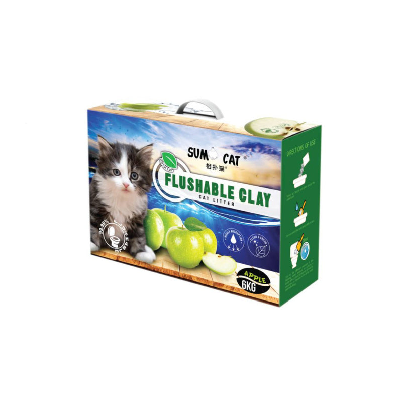 *CLEARANCE* Sumo Cat Natural Flushable Clay Cat Litter Apple 6kg