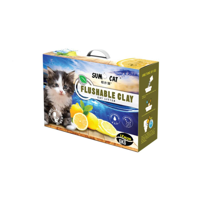 *CLEARANCE* Sumo Cat Natural Flushable Clay Cat Litter Lemon 6kg