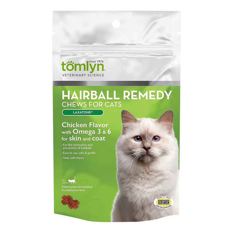 Tomlyn Hairball Remedy Laxatone Chews for Cats Chicken Flavor 60cts