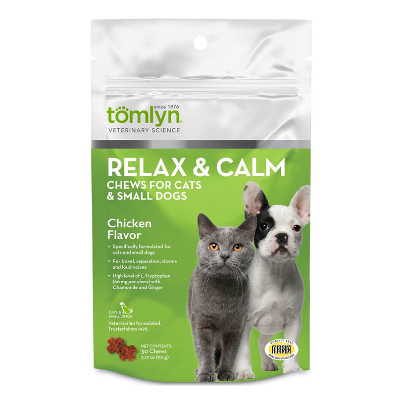 Tomlyn Relax & Calm Chews for Cats & Small Dogs Chicken Flavor 30cts