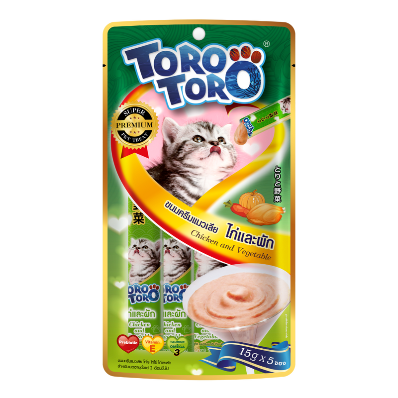 Toro Cat Treat Lickable Chicken with Vegetable 75g (15g x 5pcs)