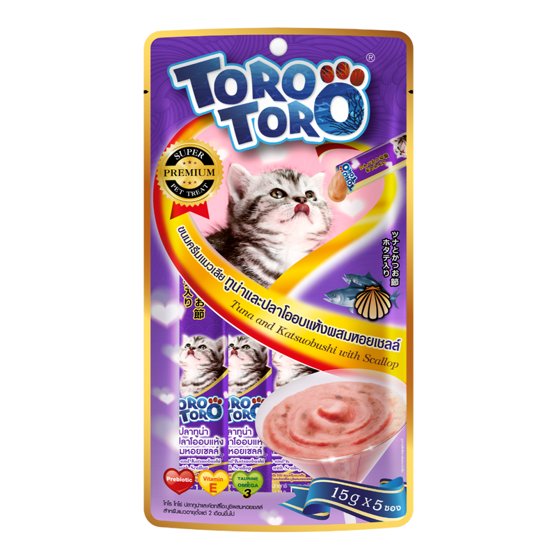 Toro Cat Treat Lickable Tuna & Katsuobushi with Scallop 75g (15g x 5pcs)