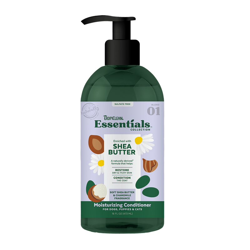 TropiClean Essentials Moisturizing Conditioner Shea Butter - Soft Shea Butter & Chamomile for Dogs 16oz