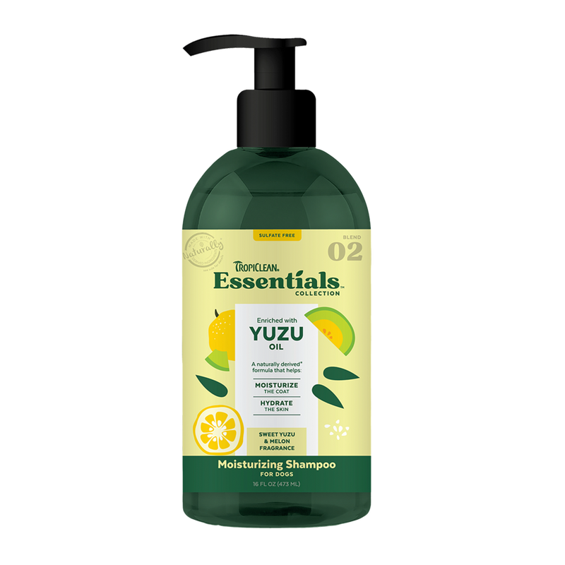 TropiClean Essentials Moisturizing Shampoo Yuzu Oil - Sweet Yuzu & Melon for Dogs 16oz