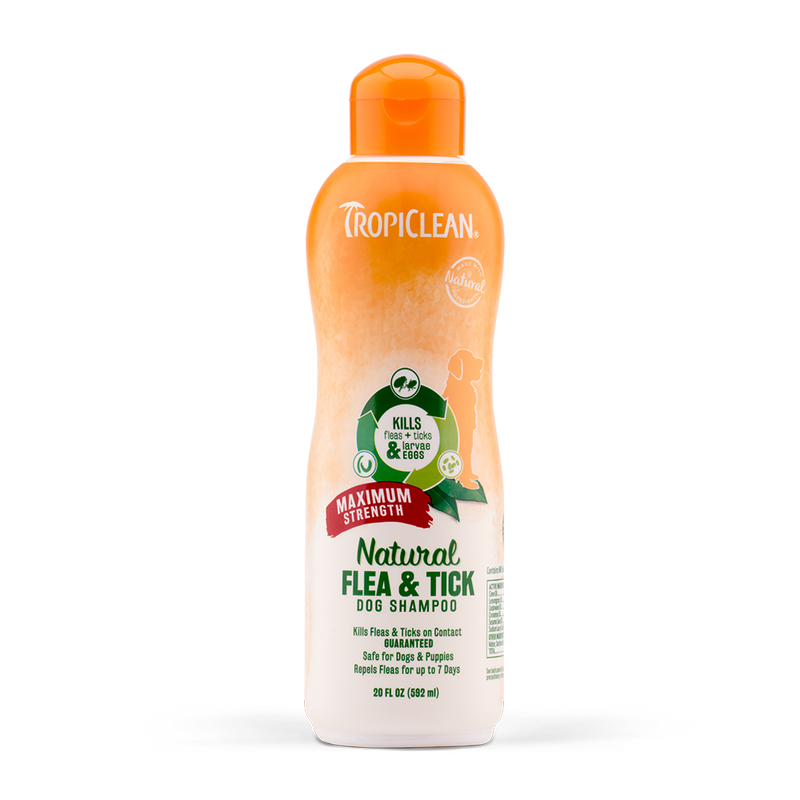 Tropiclean Natural Flea & Tick Shampoo - Maximum Strength for Dogs 20oz
