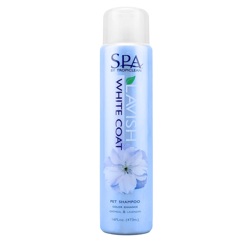 Tropiclean SPA Lavish White Coat Pet Shampoo Color Enhance with Oatmeal & Lavender 16oz