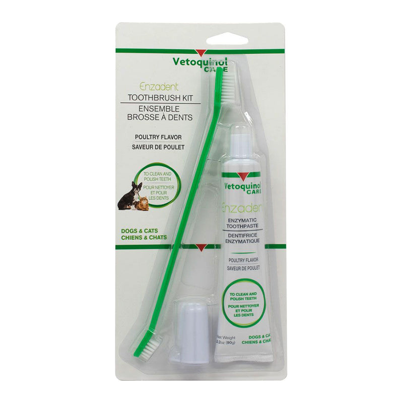 Vetoquinol Care Enzadent Toothbrush Kit - Poultry For Dogs & Cats