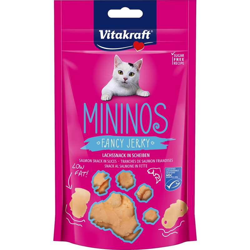 Vitakraft Cat Mininos Fancy Jerky - Salmon Snack in Slices 40g