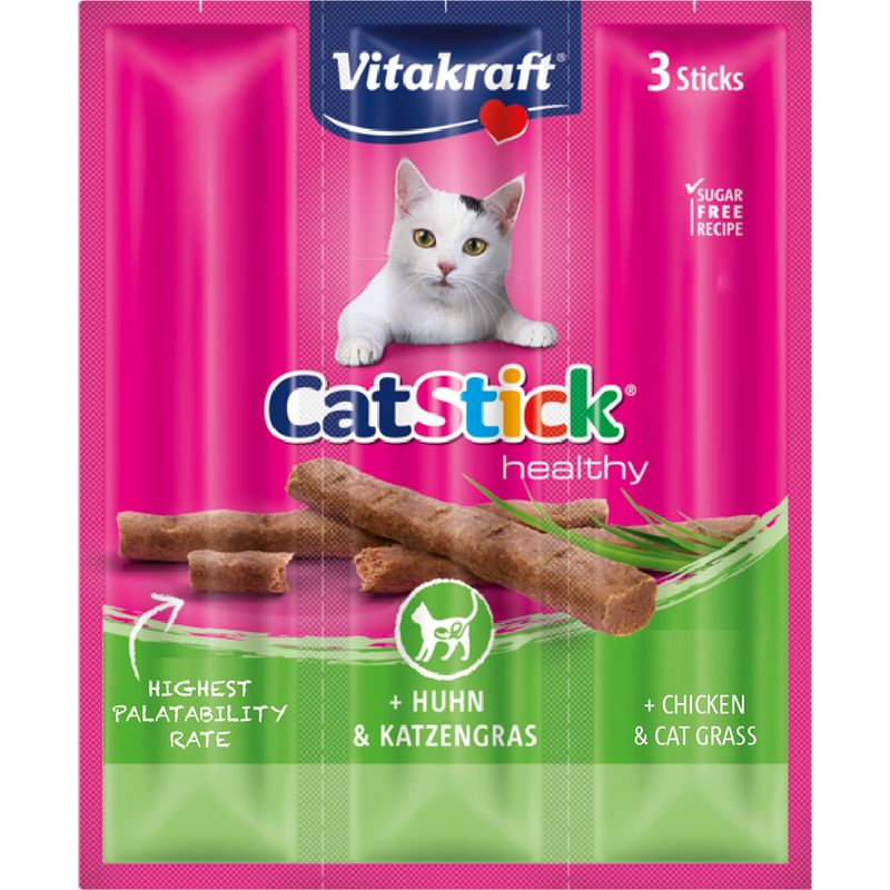 Vitakraft Cat Stick Mini Chicken & Cat Grass 3sticks
