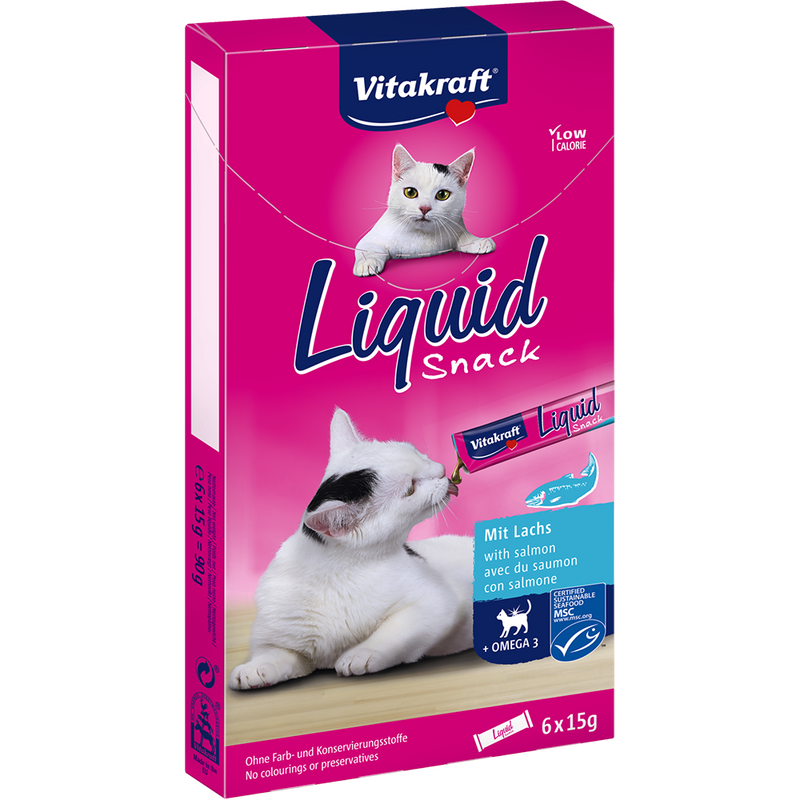 Vitakraft Liquid Snack with Salmon + Omega 3 - 6pcs