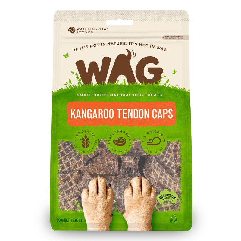 Wag Dog Treats Kangaroo Tendon Caps 200g