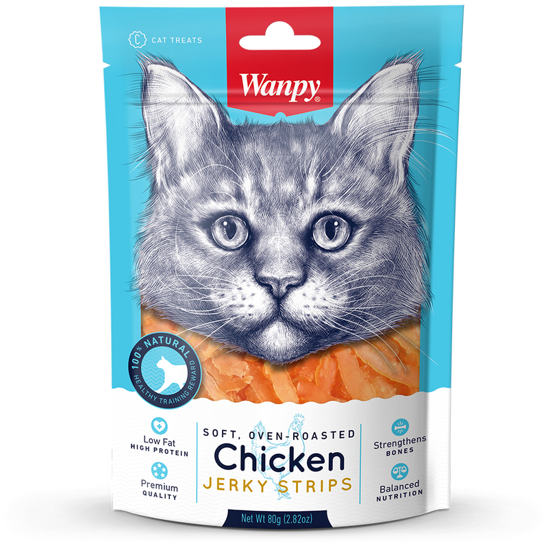 Wanpy Cat Oven-Roasted Chicken Jerky Strips 80g