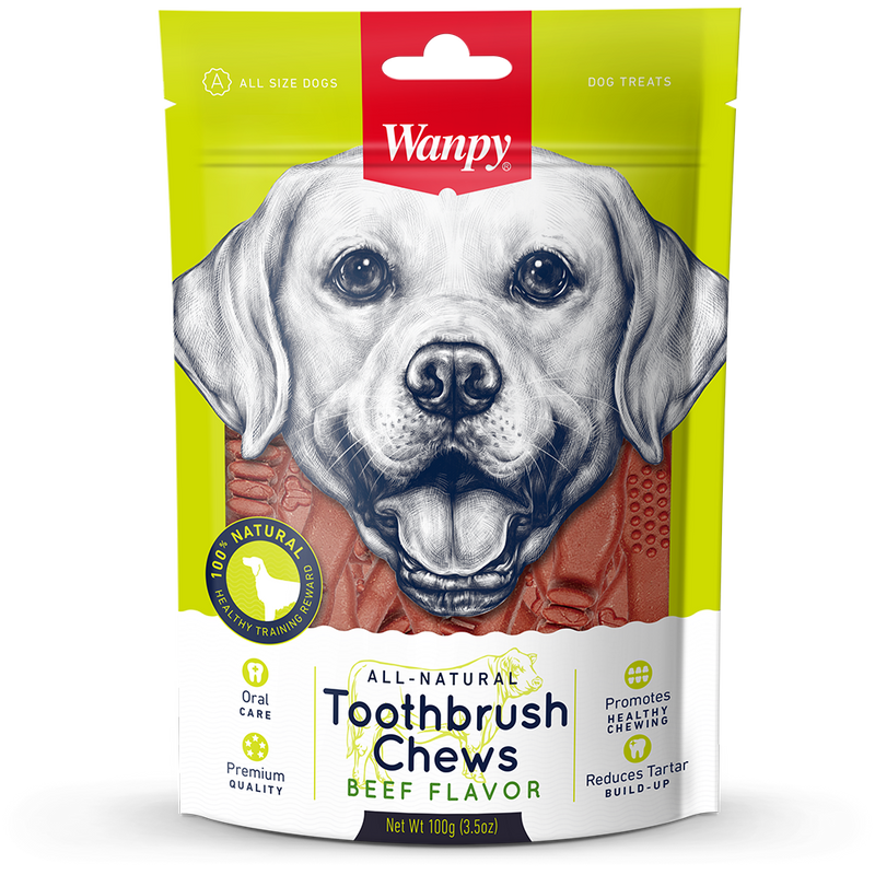 Wanpy Dog All Natural Toothbrush Chews Beef Flavor 100g