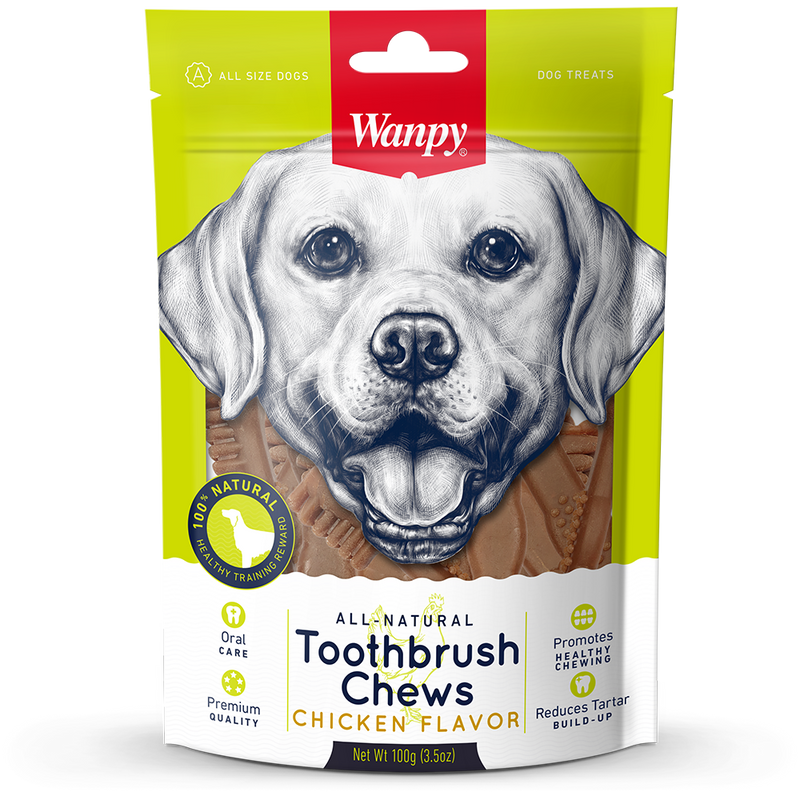 Wanpy Dog All Natural Toothbrush Chews Chicken Flavor 100g