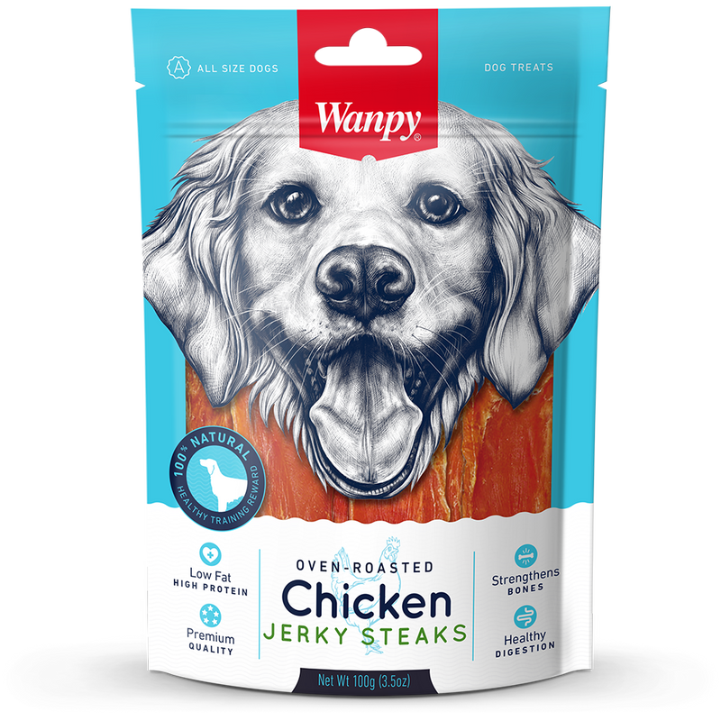 Wanpy Dog Oven-Roasted Chicken Jerky Steaks 100g