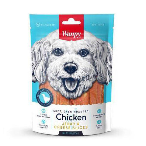 Wanpy Dog Oven-Roasted Chicken Jerky & Cheese Slices 100g