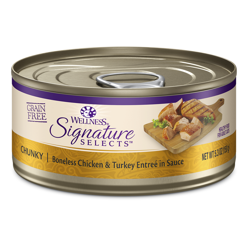 Wellness Cat Core Grain-Free Signature Selects Chunky Boneless Chicken & Turkey Entree in Sauce 5.3oz