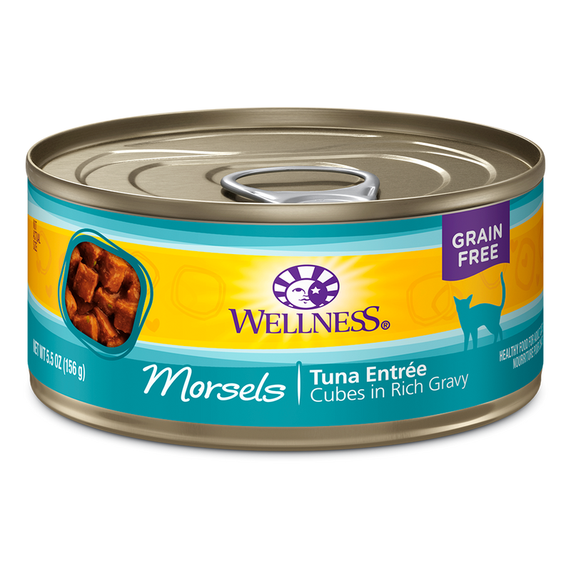 Wellness Cat Grain Free Morsels - Cubes in Rich Gravy Tuna Entree 5.5oz