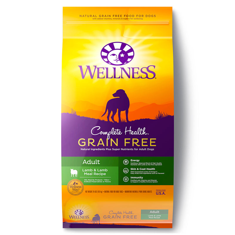 Wellness Dog Complete Health Grain Free Adult Lamb & Lamb Meal Recipe 24lb