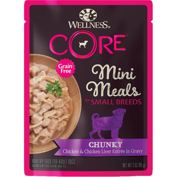 Wellness Dog Core Small Breed Mini Meals - Chunky Chicken & Chicken Liver Entree in Gravy 3oz
