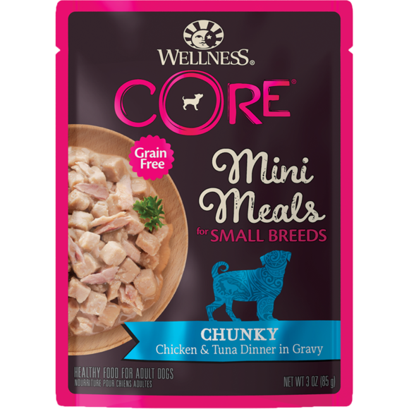 Wellness Dog Core Small Breed Mini Meals - Chunky Chicken & Tuna Dinner in Gravy 3oz