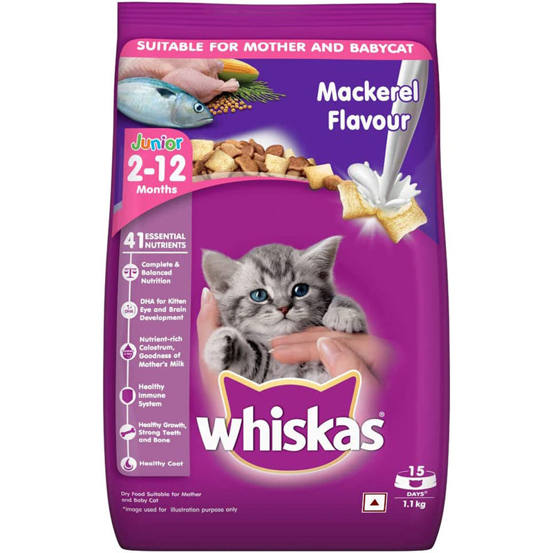 Whiskas Junior Mackerel Flavor with Milk 1.1kg