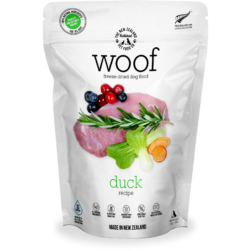 Woof Freeze Dried Raw Duck Dog Food 1kg
