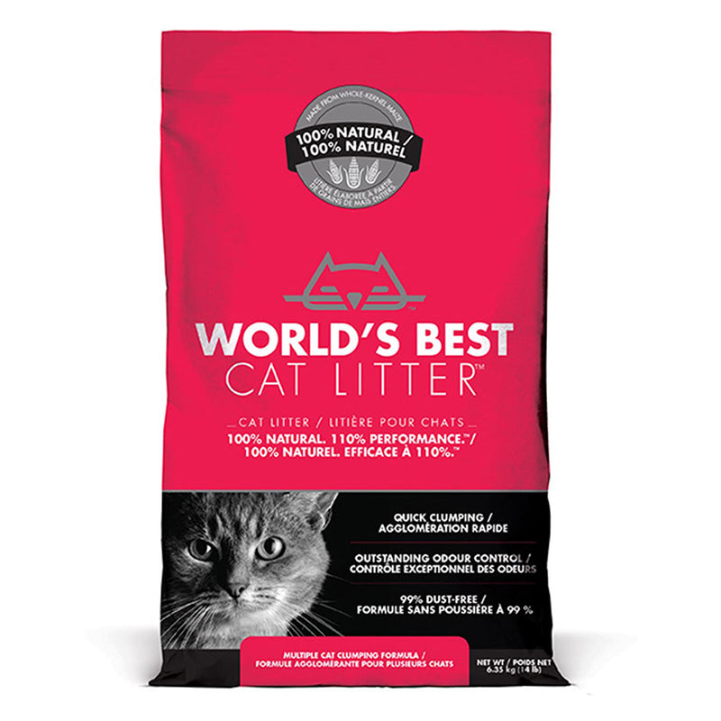 World's Best Cat Litter Multiple Cat Clumping Formula Non-Scented Red 14lb